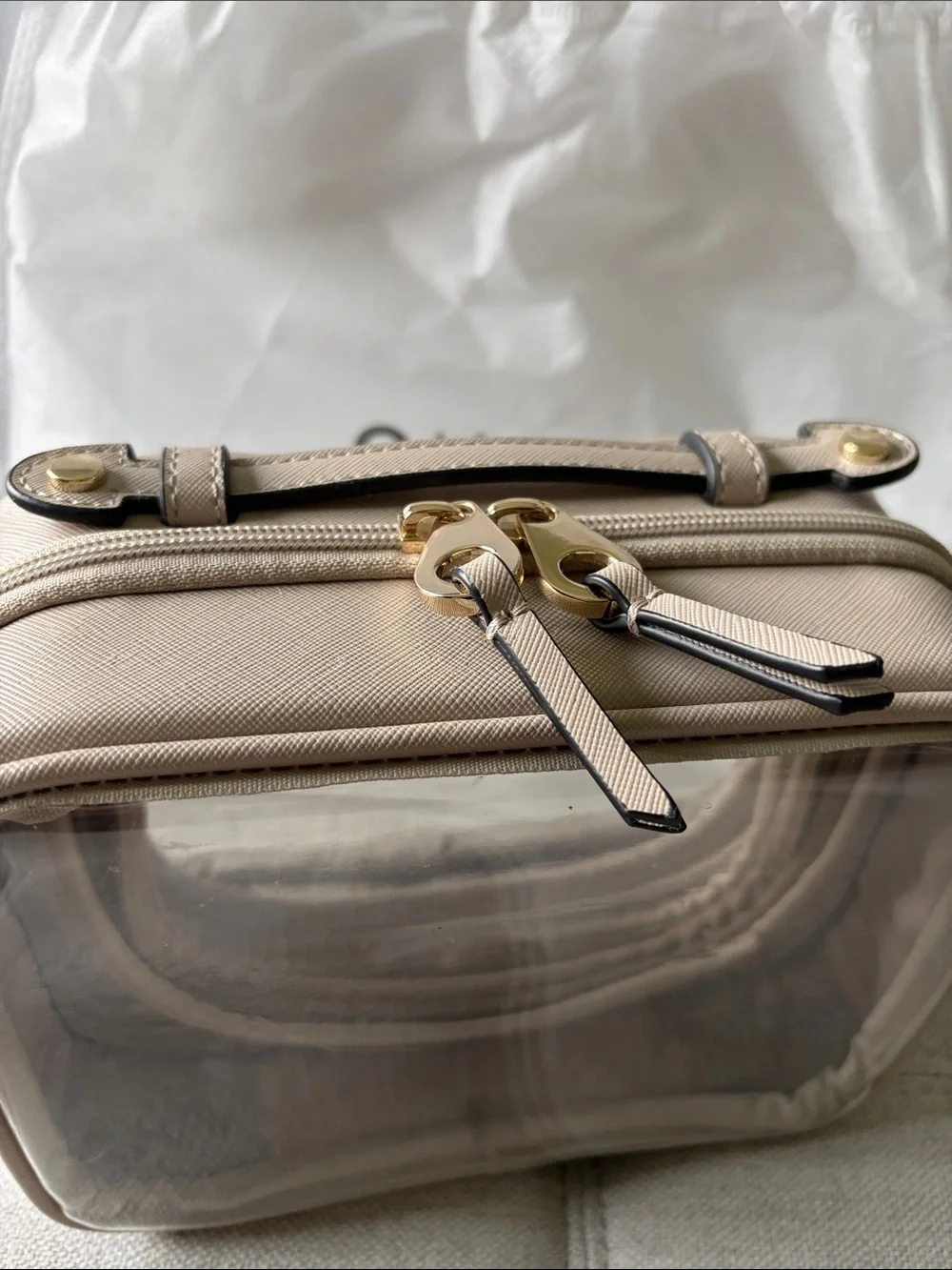 Calpak Small Clear Cosmetic Case in Stone